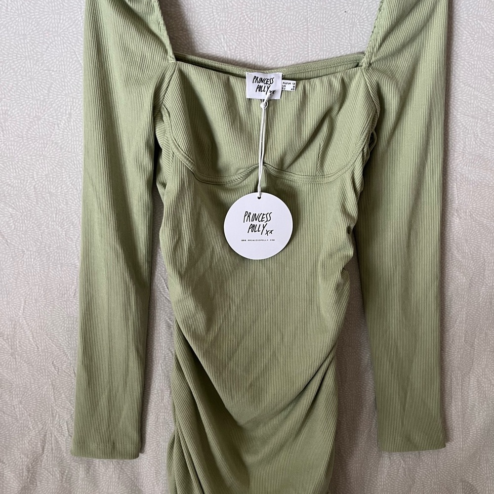 Princess Polly US 8 Portia green mini dress - Picture 2 of 4